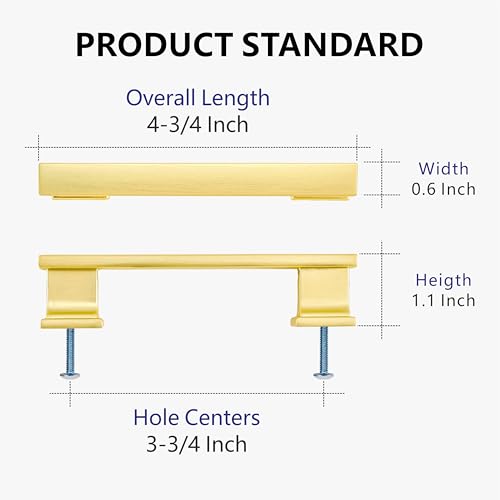 10 Pack 4-3/4 Inch Length|3-3/4 Inch(96mm) Hole Center Brushed Gold Kitchen Cabinet Handles, Cabinet Pulls Kitchen Cabinet Hardware, Cupboard Pulls, Drawer Handles - color: Brushed Gold, size: 3-3/4 inch Hole Center(96mm), style: 10 Pack Handle