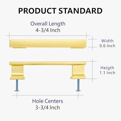10 Pack 4-3/4 Inch Length|3-3/4 Inch(96mm) Hole Center Brushed Gold Kitchen Cabinet Handles, Cabinet Pulls Kitchen Cabinet Hardware, Cupboard Pulls, Drawer Handles - color: Brushed Gold, size: 3-3/4 inch Hole Center(96mm), style: 10 Pack Handle