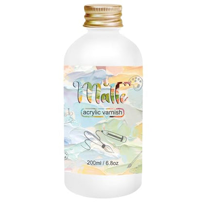 EIGTWEN Matte Varnish for Acrylic Painting, 200ml Clear Acrylic Varnish - size: matte