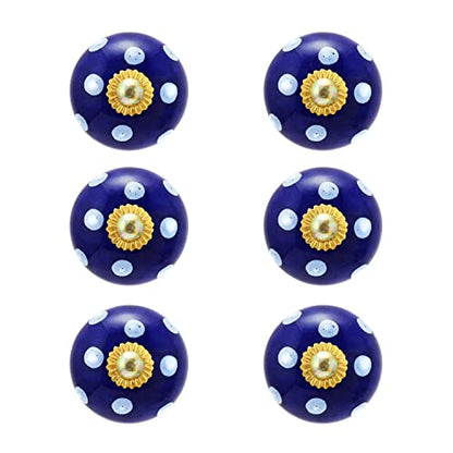Drawer Pulls and Knobs - Countryside Handmade Ceramic Dresser Pulls Kitchen Cabinets Cupboard Wardrobe Handle Boho Decor Furniture Hardware - Blue Polka Dot - Pack of 4 - color: Blue Polka Dot