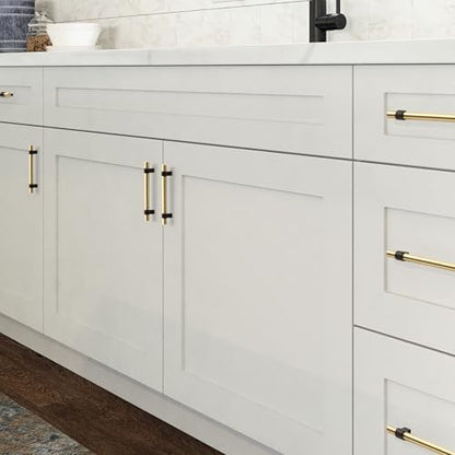 Design House Emery Cabinet Pull, 128mm, Satin Gold, Matte Black - color: Satin Gold/Matte Black, size: 5-1/16" Pull 5-Pack, style: Emery