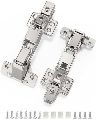 Chibery 2 Pack 165 Degree Soft Close Kitchen Corner Hinges, Lazy Susan Cabinets, Frameless, Clip On Plate for Easy Installation, Hidden Face Mount, 3D Concealed Slow Self Closing for Folden Cupboard - size: 165° Frameless
