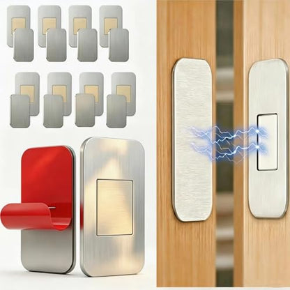 8 Pack Magnetic Cabinet Door Catch, Ultra Thin Adhesive Cabinet Magnets for Closure, No-Drill Stainless Steel Drawer Latch for Kitchen, RV, Closets, Wardrobe -0.08 Inch Thicknes (Silver) - color: Silver
