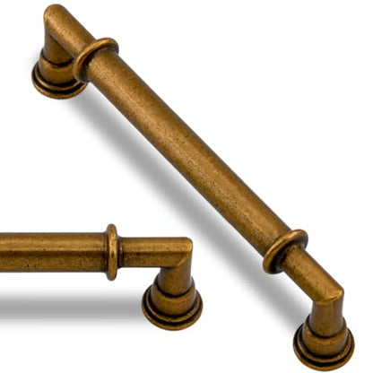 10 Pack Antique Brass Cabinet Pulls 3.75 Inch(96mm) Kitchen Cupboard Handles Solid Heavy Duty Zinc Alloy Drawer Pulls - color: Antique Brass, size: 3.75" Hole Center