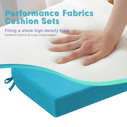 Outdoor Chair Cushions Set of 2 Waterproof Patio Chair Pads - color: Navy Blue, size: 17x17x2 Inch