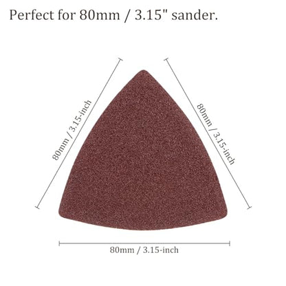 120pcs Mouse Sander Detail Sandpaper 100Grit 3-1/8" Triangle - size: 100 grit