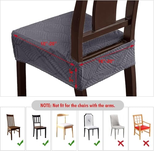 Waterproof Stretch Dining Chair Seat Covers, Set of 6 Dark Gray - color: Dark Gray, size: 16-20in-Rear-gapped