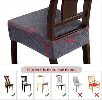 Waterproof Stretch Dining Chair Seat Covers, Set of 6 Dark Gray - color: Dark Gray, size: 16-20in-Rear-gapped