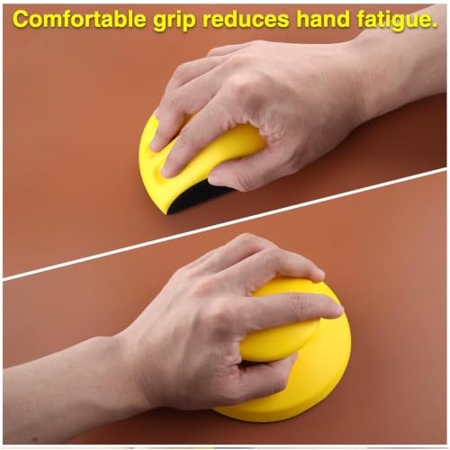 Hand Sanding Block Round and Mouse Shape Sandpaper Holder Hook and Loop PU Backing Ergonomic Grip for Wood Furniture Repair Craft (3inch) - color: 3inch