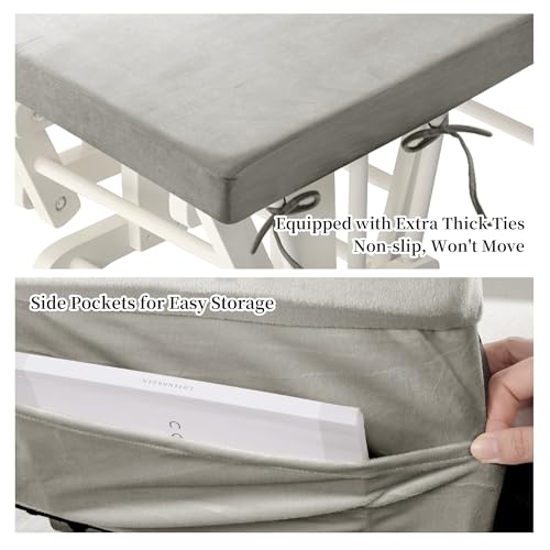 HOMBYS Glider Rocker Replacement Cushions 5 PCS with Storage Side Pocket, Velvet Fabric, Foam & Microfiber Filling, Non-Slip & Washable,Thickened & Supportive for Glider Rocking Chair-Khaki - color: Khaki