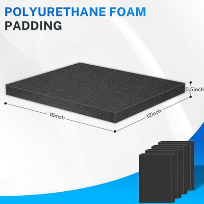 Polyurethane Foam Padding, 4 PCS 16 x 12 x 0.5 Inch Black Soft Cuttable Packing Foam Inserts for Cases, Furniture, Automotive and Packaging - color: Black, size: 16x12x0.5 4P