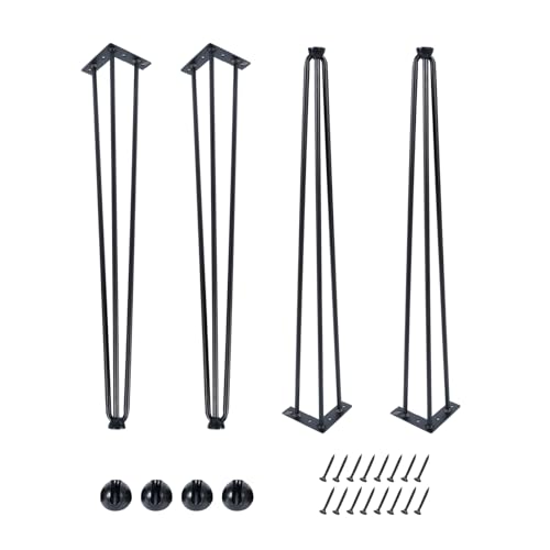 18 Inch Hairpin Table Legs , 3 Rods, Black, , 4PCS, 900 Lbs Load Capacity - size: 18in