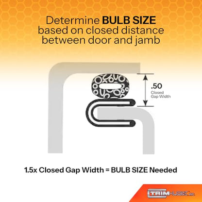 TRIM-LOK Trim Seal, Edge Trim with Side Bulb, Fits 0.625-Inch Bulb, 1/8-Inch Edge, 100-Foot Length, Black Pebble Finish, Flexible PVC Plastic Trim with EPDM Rubber Weather Stripping - style: 0.625" Bulb, 1/8" Edge, 9/16" Leg, 100 Feet