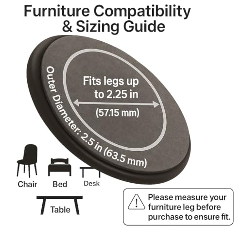 SoftTouch 2-1/2" Round Reusable Carpet Bottom Furniture Caster Cups for Office Chairs, Desks, and Carts, Furniture Wheel Caster Cups for Carpet and Hardwood Surfaces, 4-Pack, Brown - size: 2-1/2 Inch, 4 Pack, style: Round