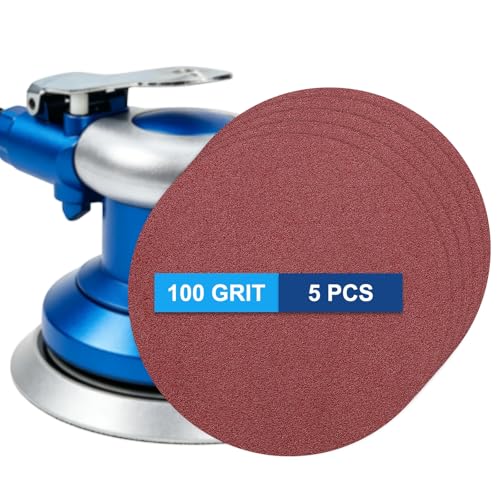 5 Pack 5 Inch PSA Sanding Discs 100 Grit Aluminum Oxide Red - size: 100 grit