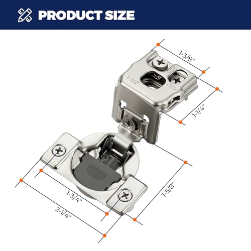Satin Nickel Soft Close Cabinet Hinges,1-1/2 Inch Overlay,60 Pack (30 Pair) - size: 1-1/2 inch Overlay