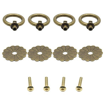 Murtenze Bronze Antique Brass Ring Pulls Handle, 4 Pieces - color: Bronze, Flower-1