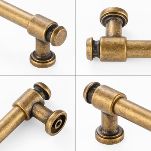 KOOFIZO 10 Pack 7-1/2 in Antique Brass Cabinet Pulls, Drawer Handles P11 - color: Antique Brass, size: 7-1/2" CC