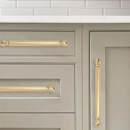 khtumeware 2-Pack Brushed Brass Heavy-Duty Solid Cabinet Pulls, 3-1/2 Inch (89mm) Hole Center, Satin Gold Drawer Pulls, Cabinet Hardware, Suitable for Kitchen Cabinets, Bathrooms and Dressers - color: Brushed Brass, size: 3-1/2 Inch(89mm)Hole Center