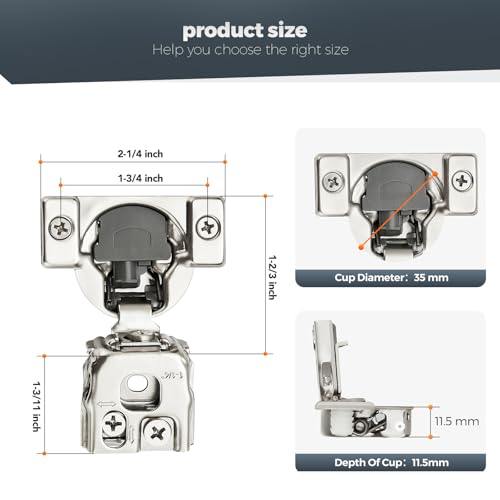 Satin Nickel Cabinet Hinges 1-1/2 Inch Overlay 10 Pack(5 Pairs) - size: 1-1/4 inch Overlay