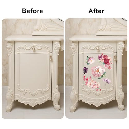 Joeyan Rose Bouquets Rub On Transfers for Furniture and Crafts 12''x18'' - style: Pink Dream