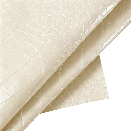 Crocodile Texture Vinyl Faux Leather Fabric, Embossed Alligator Synthetic PU Fabric, for Wallets Handbags DIY Craft and Upholstery Texture - 5 Yard 54"x180" (Beige) - color: Beige, size: 5 Yards (54" x 180")