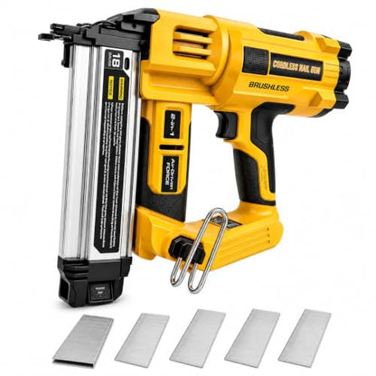 2 in 1 Cordless Brad Nailer Compatible with Dewalt 20V MAX Battery(NO Battery):Electric Nail Gun for Wood, Trim Work, DIY - A Nice Gift for a Husband or Father (Yellow and Black)