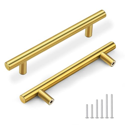 Gobrico 5 Pack 5" Hole Centers (128mm) Gold Cabinet Handles - color: Gold, size: 5 Inch Hole Center