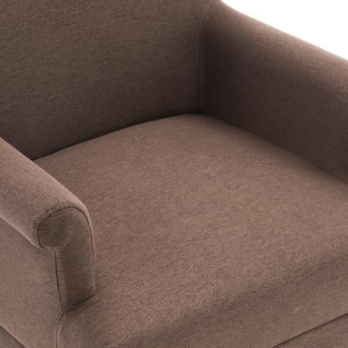 Arm Dining Chair Fabric Long Skirt Slipcovered High Back Upholstered Dinner - color: Brown, size: 4 PCS