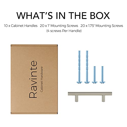 Ravinte Brushed Nickel Cabinet Handles 6" Length,3.5" Hole,10 Pack - size: 6 Inch (3-1/2 Inch Hole Center)