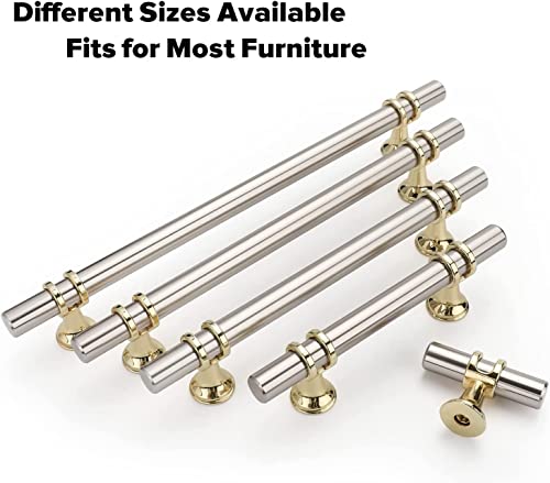 Kitchen Cabinet Handles 4 Inch 10 Pack, Brushed Nickel and Gold Cabinet Pulls, Silver Gold Drawer Pulls for Dresser Bathroom Two Tone Kitchen Hardware, Zinc Alloy Base - color: Brushed nickel&Gold, size: Hole Center:4 Inch (102mm)