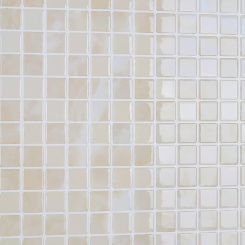 CRE8TIVE 4 Sheets Beige Peel and Stick Backsplash Small Square Mosaic Stick on Tiles for Kitchen Backsplash Tile Stickers 12"x12" Adhesive 3D Marble Wall Tiles for Bathroom Shower Tile Waterproof - size: 12"x12" (4-Sheets)