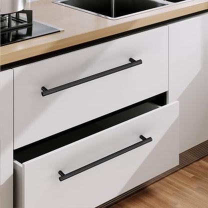 Matte Black Knurled Cabinet Handles Kitchen Pulls 10 Inch 10 Pack - color: Matte Black, size: 10" Hole Center