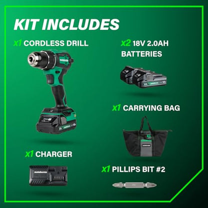 Metabo HPT 18V MultiVolt Cordless Brushless Driver Drill Kit, DS18DEX