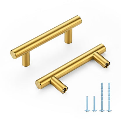 HOME EDIT Gold Cabinet Handles, Drawer Pulls, 2-1/2 Inch, 30 Pack - color: Brushed Brass, size: 2-1/2 Inch Hole Center