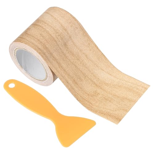 PATIKIL 3" X30' Self-Adhesive Wood Grain Repair Tape with Scraper Maple Light Chestnut