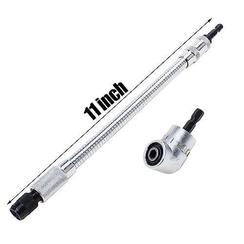 Flexible Drill Bit Extension w/Right Angle Adapter 11.5" Shaft
