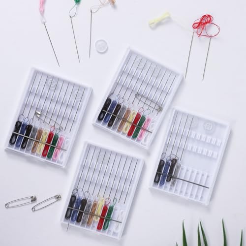 4 Pack Mini Sewing Kit Travel Size, Prethreaded Sewing Kits