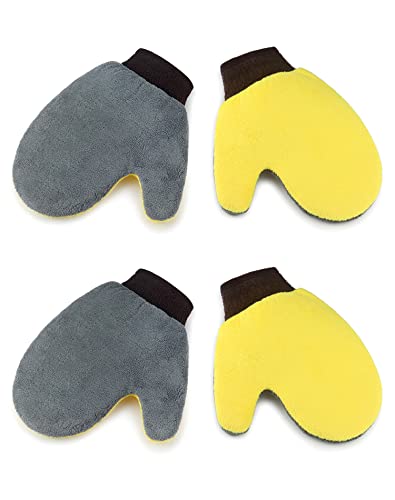 QWORK 4 Pack Painter's Gloves, Soft Microfiber Terry Mitts for Cleaning, Dusting, and Painting
