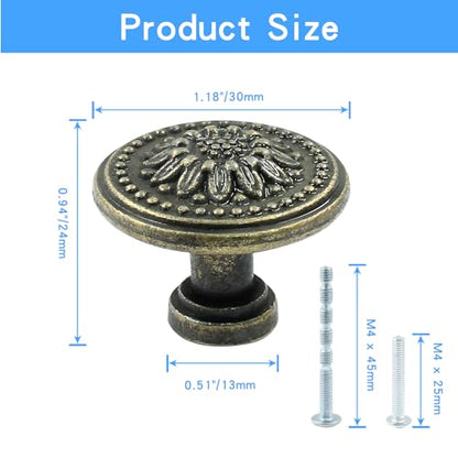 Luomorgo 2 Pcs Antique Bronze Cabinet Knobs, Mid Century Dresser Knobs - size: 2 Pieces