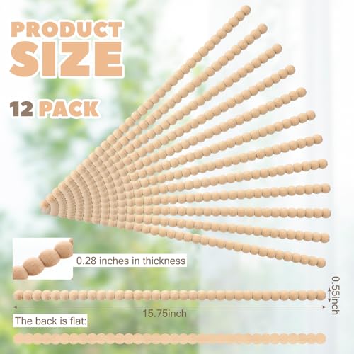 Nuanchu 12 Pcs Decorative Beaded Wood Trim Molding 15.75 Inch,14 mm - size: 14 mm