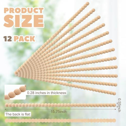 Nuanchu 12 Pcs Decorative Beaded Wood Trim Molding 15.75 Inch,14 mm - size: 14 mm
