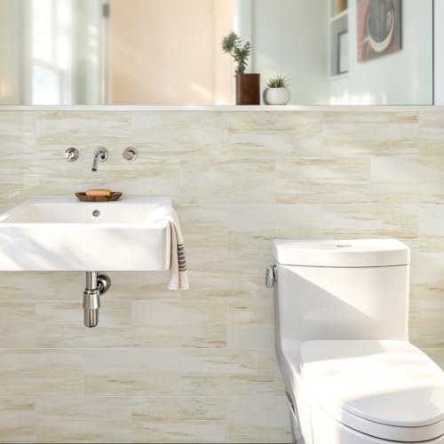 Vamos Tile Peel & Stick Backsplash on Subway Tile,22-Pack 6''x12'',Glossy - color: Eurasian Wood Grain with White Grout