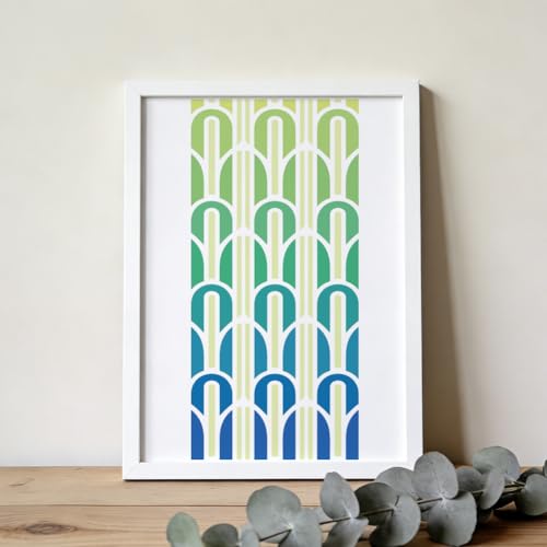 FINGERINSPIRE 9Pcs Geometric Painting Stencils with a Brush 11.8x5.9Inch Infinitely Interlocking Patterns Stencils Pattern Themes PET Template for Wood Floor Tile Wall Fabric Furniture DIY