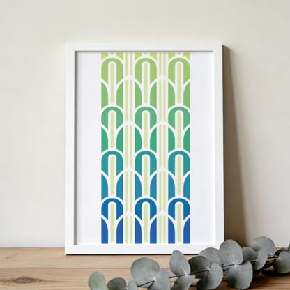 FINGERINSPIRE 9Pcs Geometric Painting Stencils with a Brush 11.8x5.9Inch Infinitely Interlocking Patterns Stencils Pattern Themes PET Template for Wood Floor Tile Wall Fabric Furniture DIY