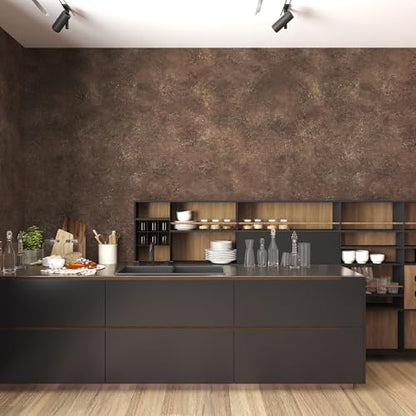 32x78inch Wide Concrete Wallpaper Peel and Stick Retro Brick Red Granite Countertop Contact Paper Brown Stone Wall Paper Matte Thicken Bubble-Free Design Waterproof Self-Adhesive Vinyl Wall Stickers - color: Brick Red, size: 32" x 78"