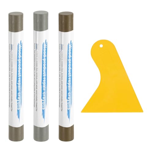 uxcell 3Pcs Wood Filler Sticks, Furniture Scratch Repair Wax Crayons Furniture Touch Up Markers Wood Repair Wax Kit with Spatula for Wood Furniture, 3 Colors Tech Gray Wood Series - color: Tech Gray Wood Series