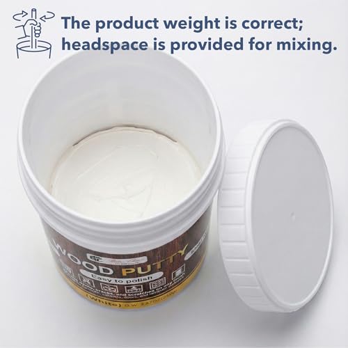 Bates- Wood Filler Putty Repair Kit, 9.87 Ounce, 2 Scrapers, 2 Sandpapers, White Wood Putty Filler Paintable & Stainable for Cracks, Holes and Defects in Wooden Furniture - color: White