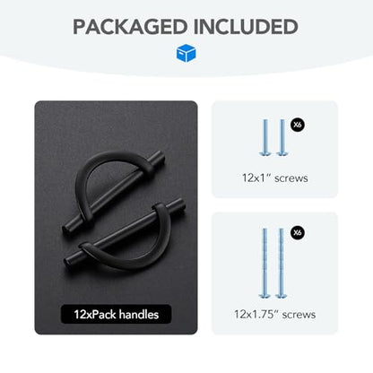 HOME EDIT Matte Black Cabinet Pulls Curved, 3-3/4 Inch/96 mm, 10 Pack - color: Matte Black, size: 3-3/4 Inch Hole Center