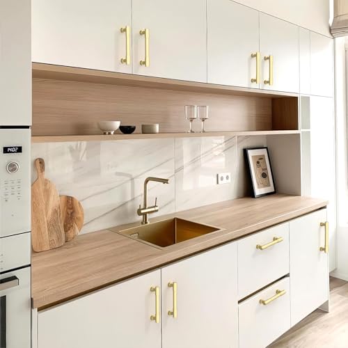 10 Pack Brushed Gold Cabinet Pulls 3.75 Inch(96mm) Kitchen Cabinet Handles Cabinet Hardware for Drawer Pulls - color: Brushed Gold, size: 3.75" Hole Center